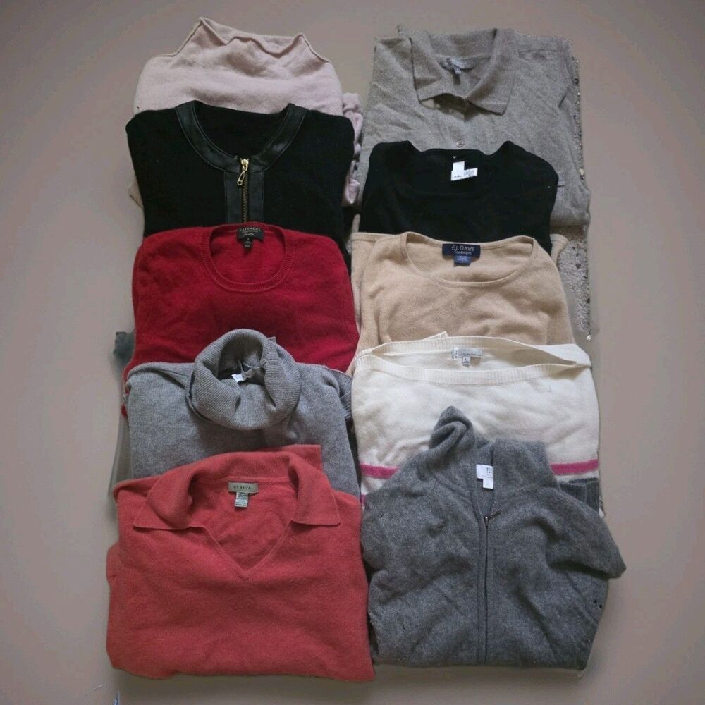 10x Cashmere Sweater Lot Mixed Brands Colors DAMAGED READ Craft Recycle Cutter